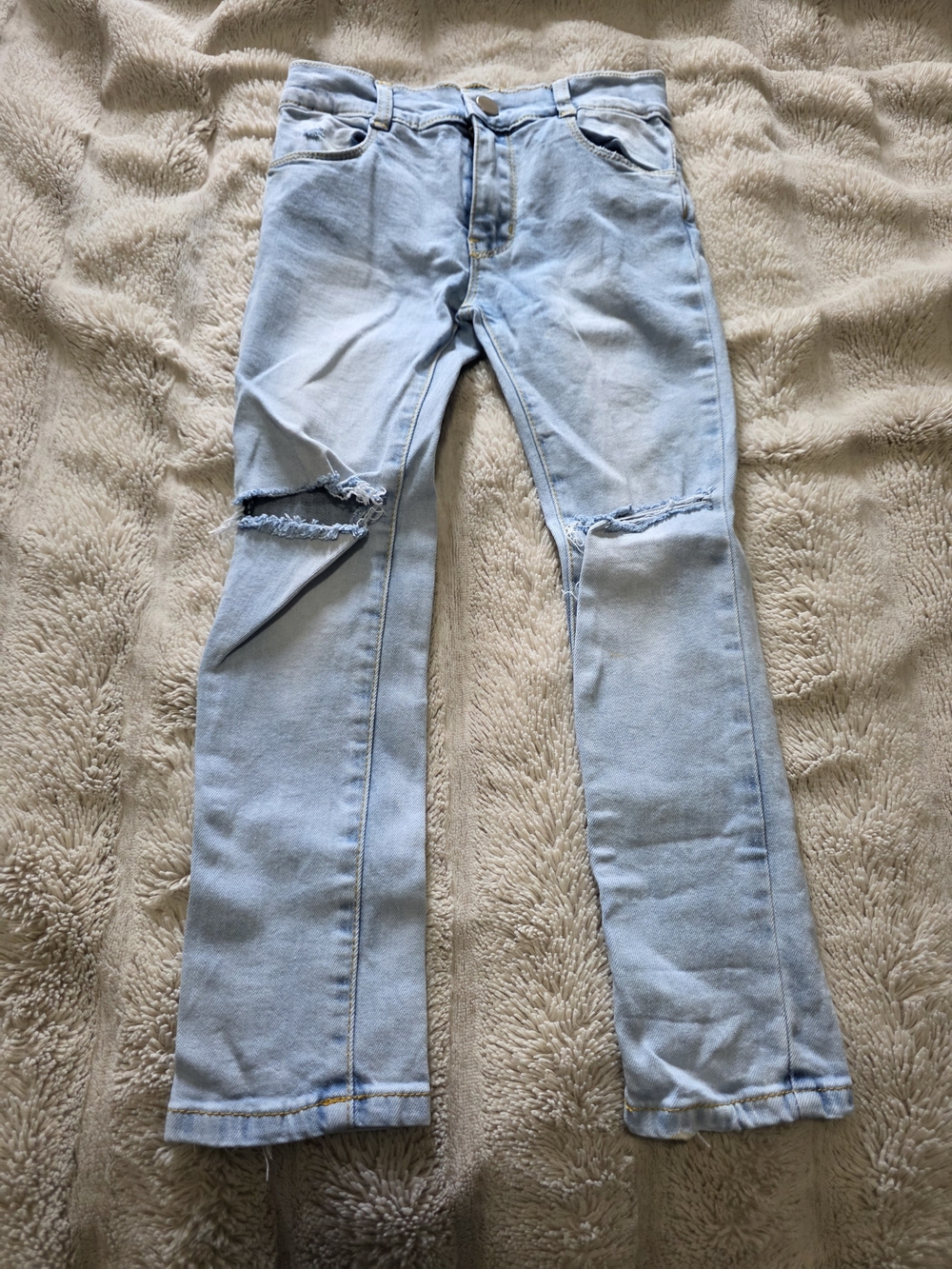 Girls Light Blue Ripped Knee Jeans